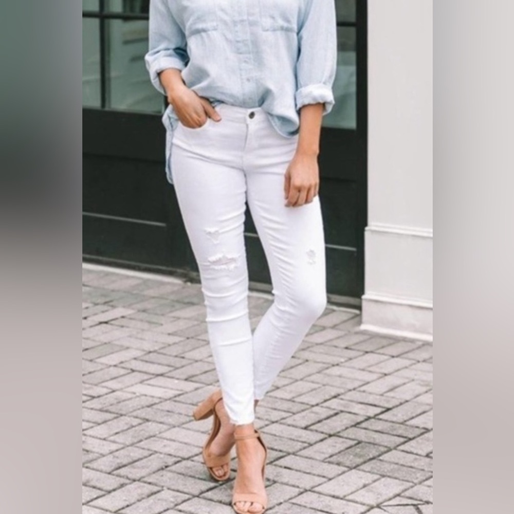🤍 Pistola White Tory Distressed Zip Skinny jean - Size 27- 4 Petite - New